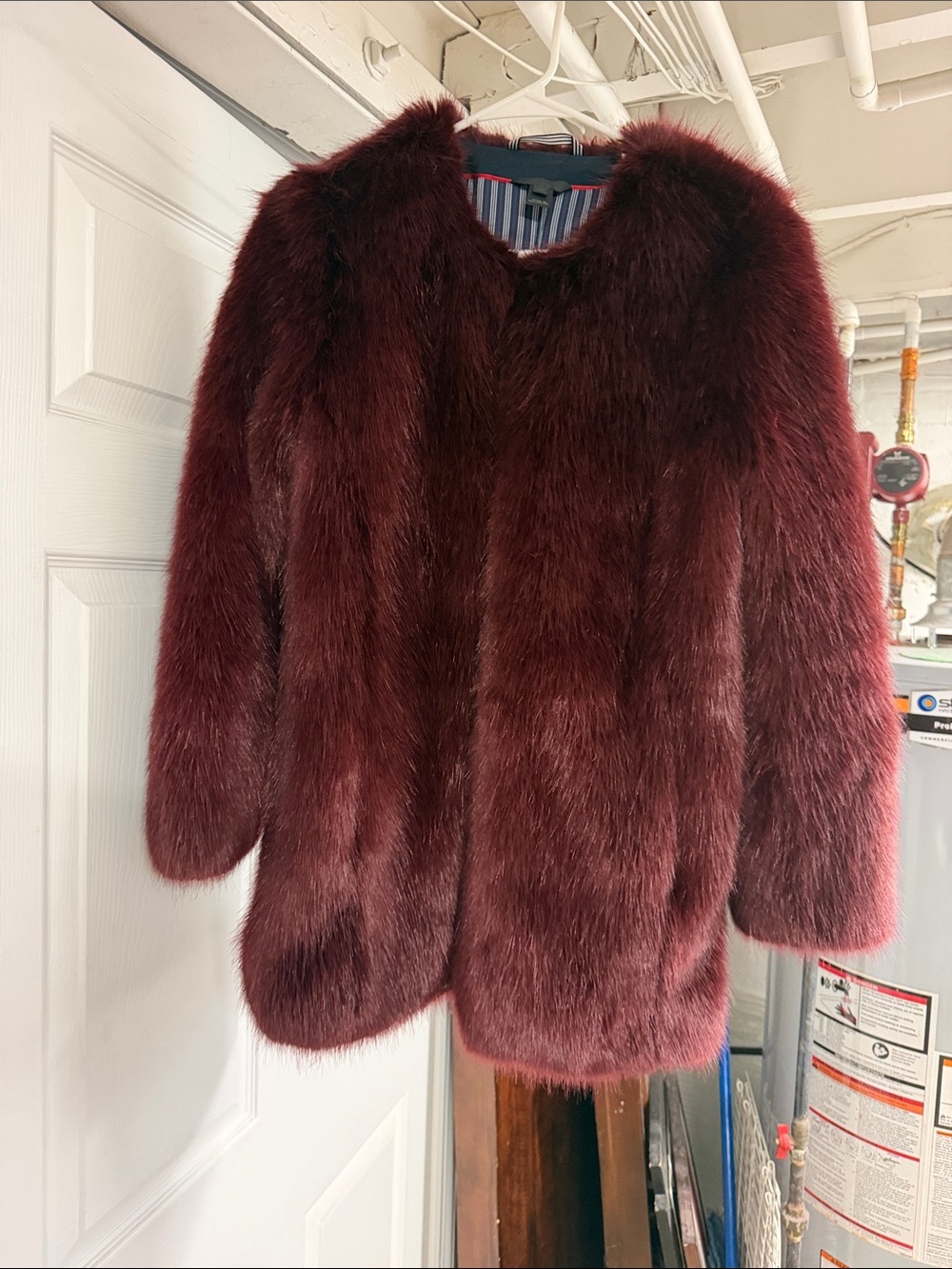 Gorgeous burgundy jcrew collection fur coat size xs